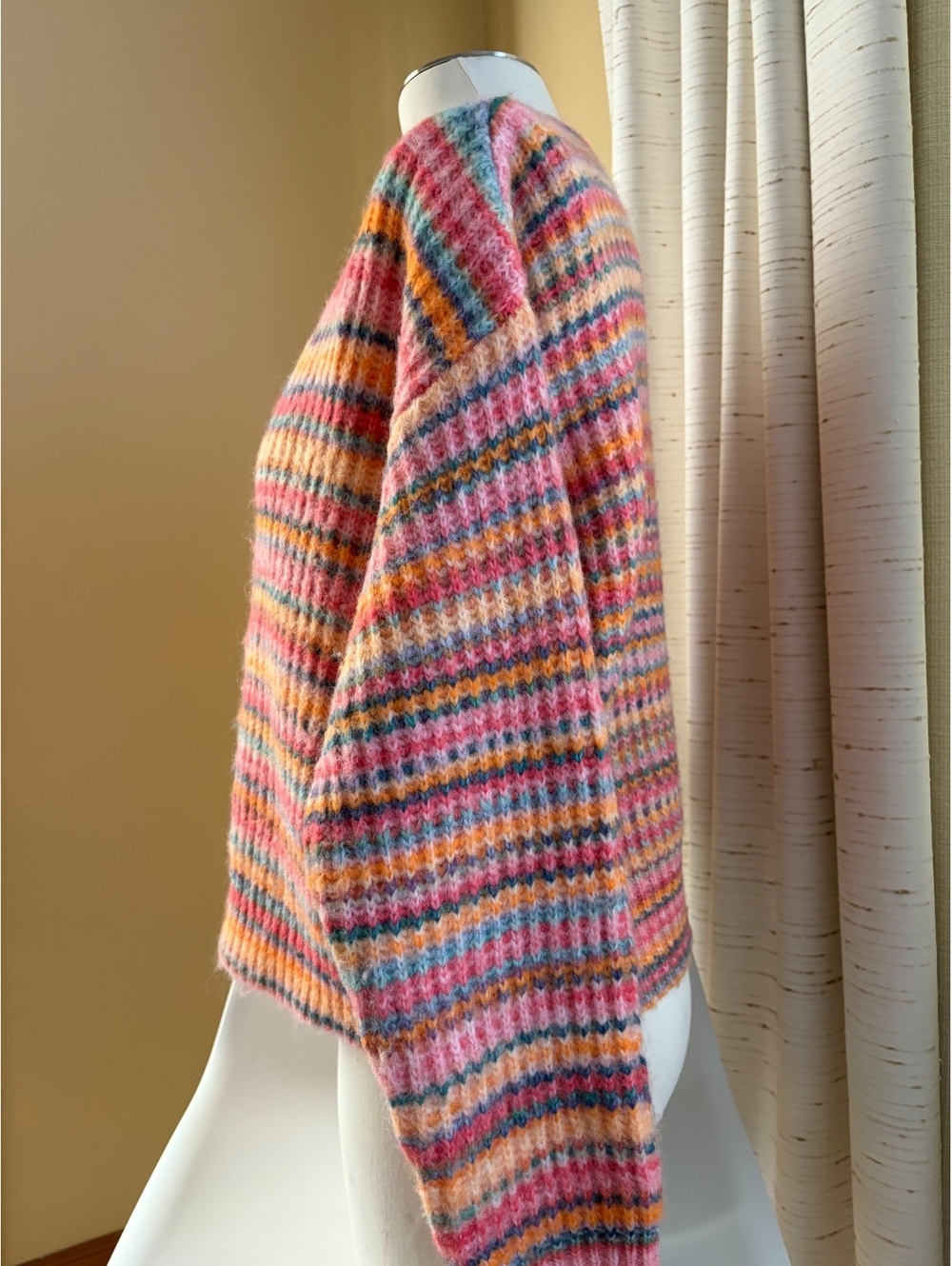 women's Marine Layer Dream Yarn Crop Cardigan Warm Stripe L LARGE wool blend - Picture 3 of 8